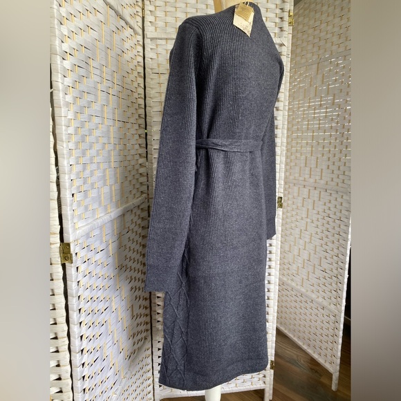 NWT Hem & Thread MIDI Wrap Sweater Dress V Neck Cable knit design True Wrap - Picture 15 of 17